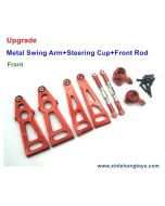 Alloy Front Swing Arm+Steering Cup Assembly-Red Color For XinleHong 9130 Upgrades