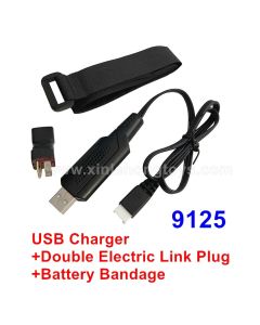 XinleHong Toys 9125 Parts USB Charger+Double Electric Link Plug+Battery Bandage