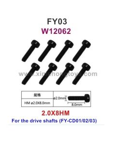 Feiyue FY03 Parts 2.0X8HM Hexagonal Cup Head Screws W12062