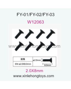Feiyue FY01 Parts Hexagon head screws W12063 (2.0X8mm) -8pcs