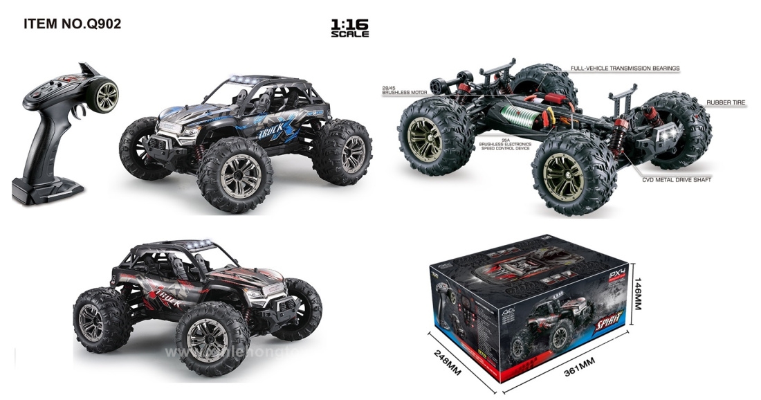 XinleHong Toys Q902 1:16 2.4G 4WD Brushless RC Truck.